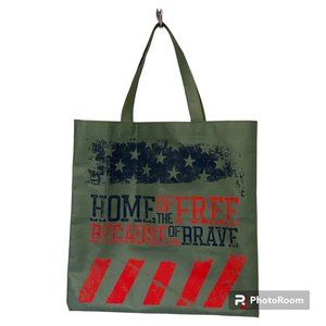 Tunnel to Towers Green Home of the Free Because The Brave Tote Bag 15x15 Reuse